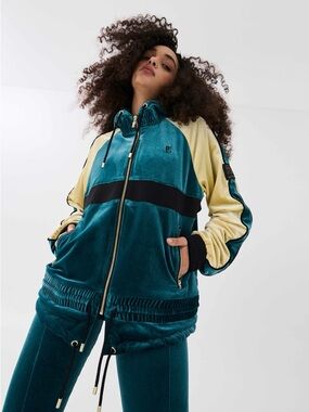 P.E Nation Retrospect Jacket In Deep Teal/Yellow Size Small